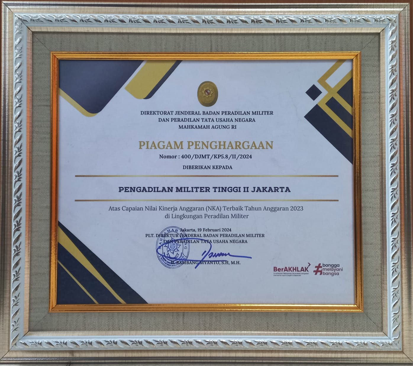 PENGADILAN MILITER TINGGI II JAKARTA MENGUKIR PRESTASI