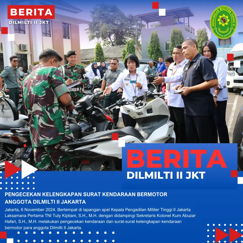 PENGECEKAN KELENGKAPAN SURAT KENDARAAN BERMOTOR ANGGOTA DILMILTI II JAKARTA