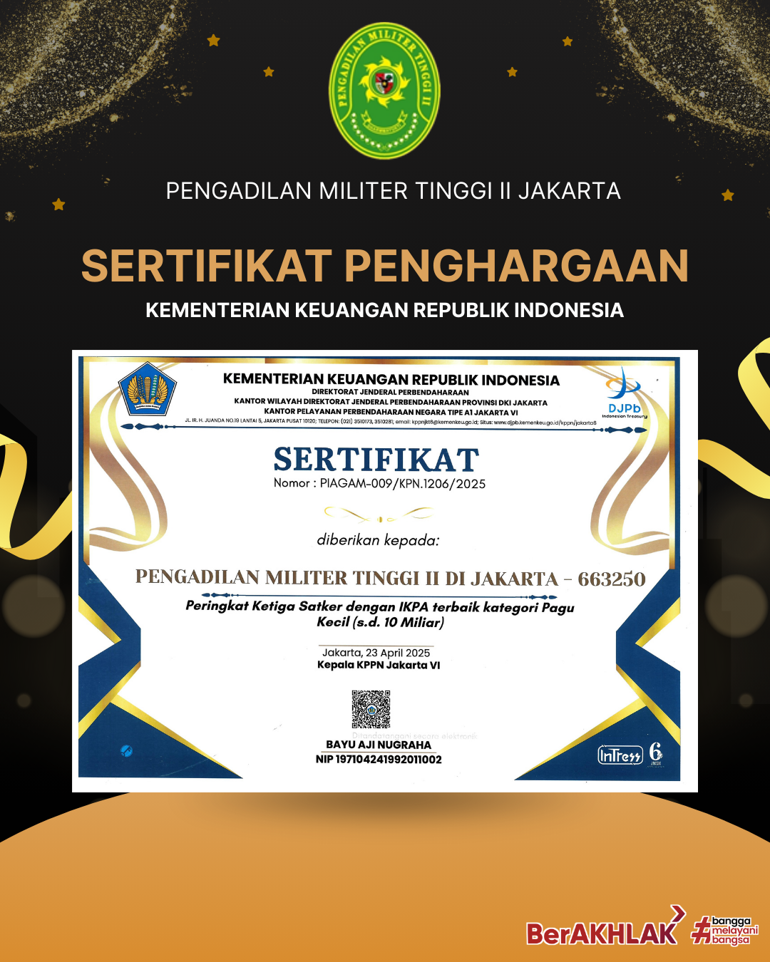 PRESTASI PENGADILAN MILITER TINGGI II JAKARTA