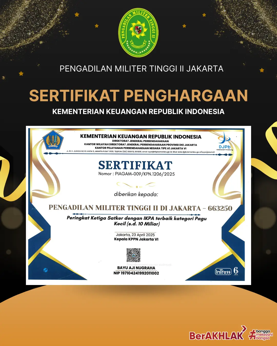 PRESTASI PENGADILAN MILITER TINGGI II JAKARTA