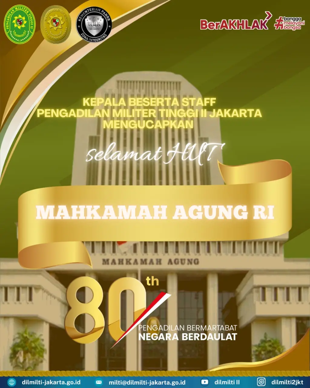 Keluarga Besar Pengadilan Militer Tinggi II Jakarta mengucapkan :