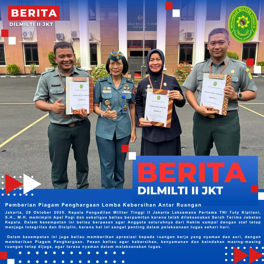 Pemberian Piagam Penghargaan Lomba Kebersihan Antar Ruangan