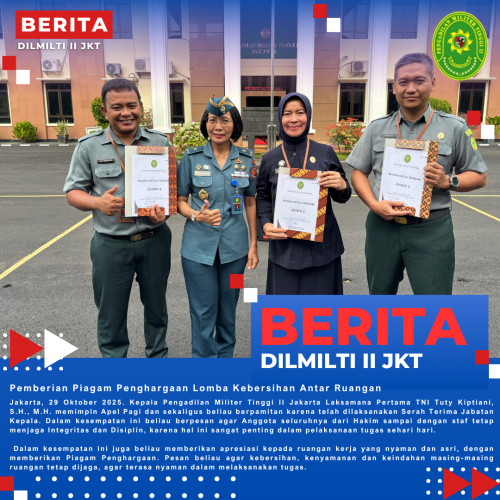 Pemberian Piagam Penghargaan Lomba Kebersihan Antar Ruangan