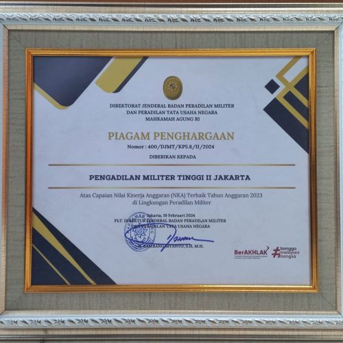 PENGADILAN MILITER TINGGI II JAKARTA MENGUKIR PRESTASI